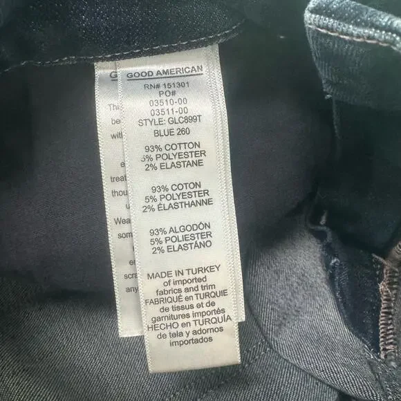 Good American Good Legs Crop Jeans Skinny Dark Wash Stretch Mid Rise 2/26 - Picture 8 of 9